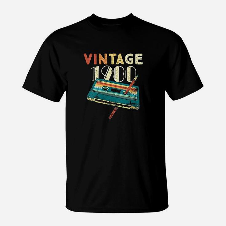 Vintage 1980 Music Cassette 40Th Birthday Gifts 40 Years Old T-Shirt