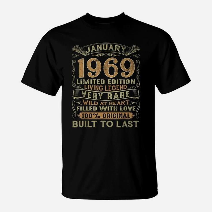 Vintage 52 Years Old January 1969 52Nd Birthday Gift Ideas T-Shirt