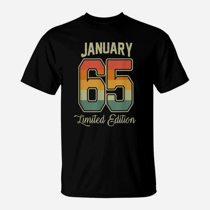 Vintage 55Th Birthday Gift January 1965 Sports Jersey T-Shirt