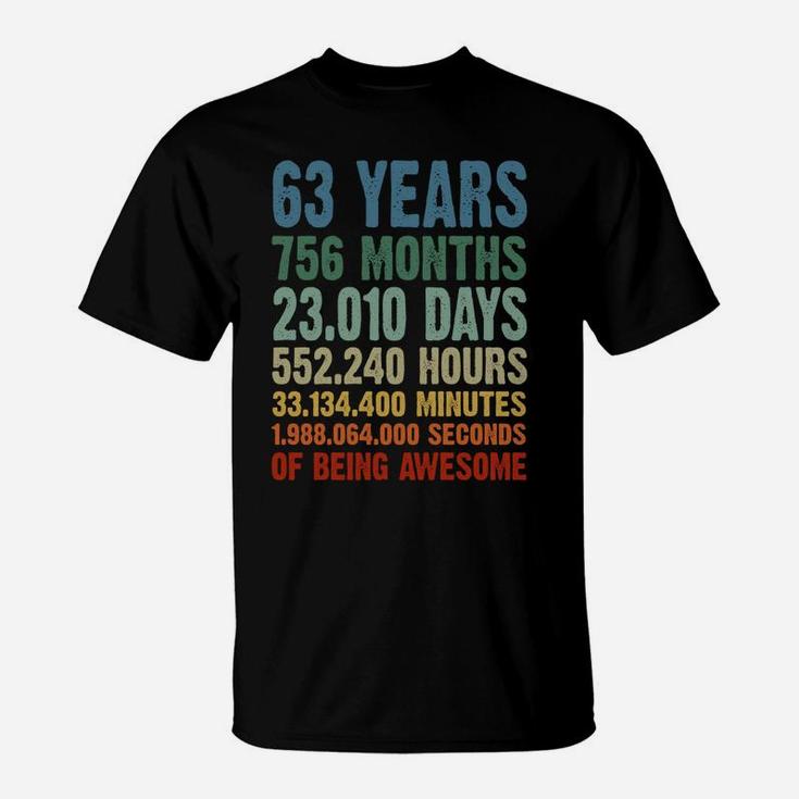 Vintage 63Rd Birthday 63 Years Wedding Anniversary Countdown Sweatshirt T-Shirt