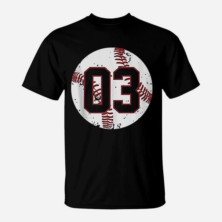 Vintage Baseball Number 03 Cool Softball Mom Gift T-Shirt