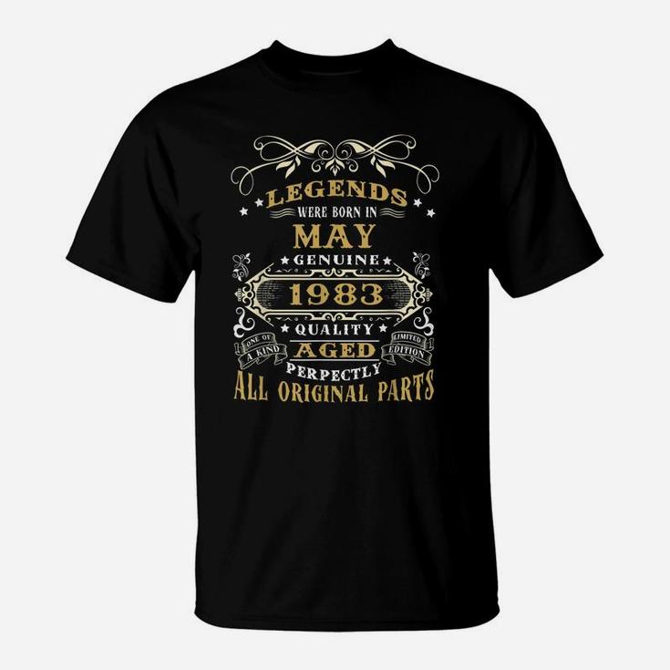 Vintage Born In May 1983 Man Myth Legend 37 Years Old T-Shirt