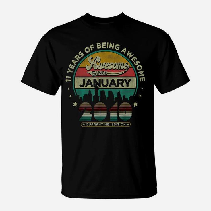 Vintage Born January 2010 11Th Birthday 11 Years Old Gifts T-Shirt