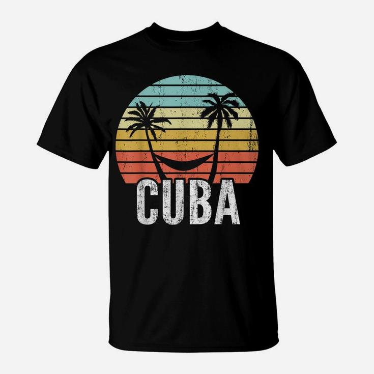 Vintage Cuba Hammock Palm Tree Retro Cuban Vacation T-Shirt