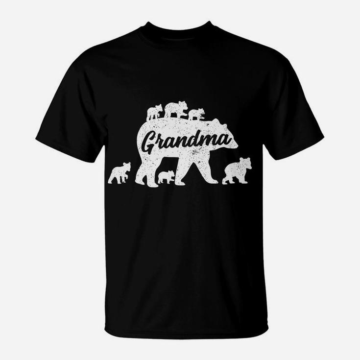Vintage Grandma Bear With 6 Cub Mother's Day T-Shirt