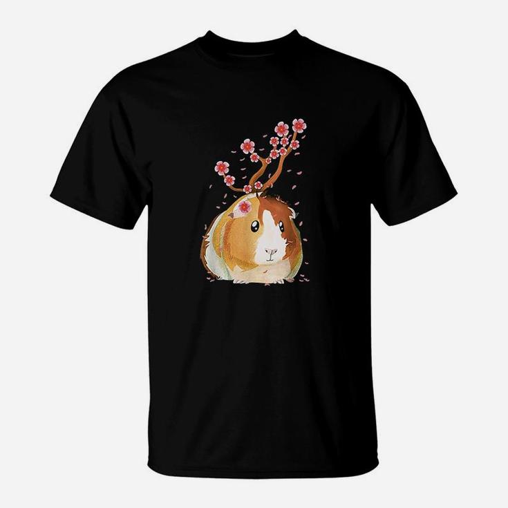 Vintage Guinea Pig Japanese Cherry Blossom Flower Gift T-Shirt