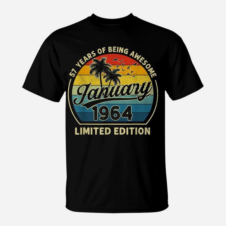 Vintage January 1964 Retro 57 Years Old 57Th Birthday Gift T-Shirt