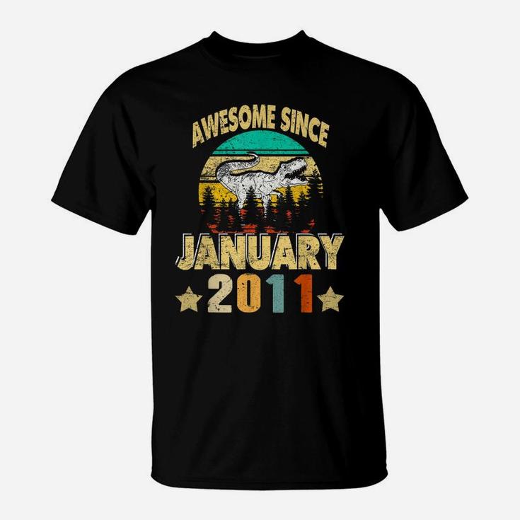 Vintage January 2011 10Th Birthday 10 Year Gift Dinosaur Boy T-Shirt