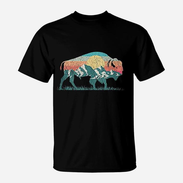 Vintage National Park Bison Landscape Buffalo T-Shirt