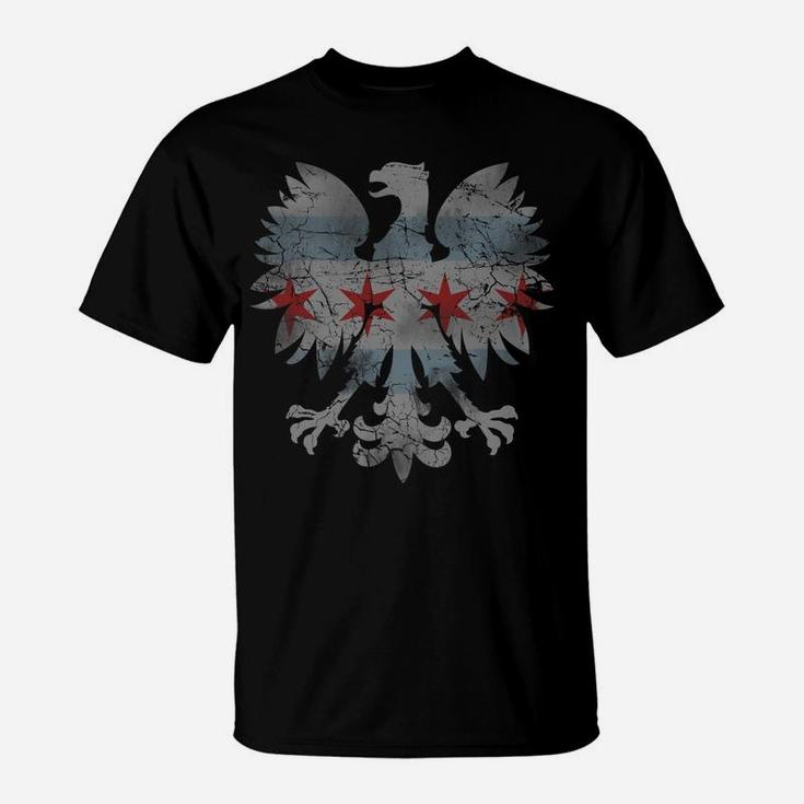 Vintage Polish Eagle Flag Of Chicago Family Heritage T-Shirt