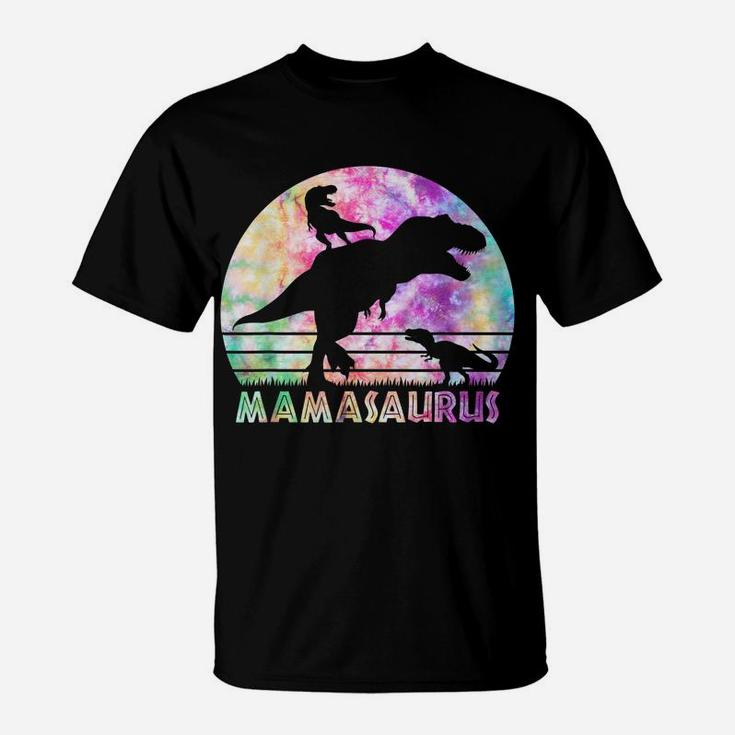 Vintage Retro 2 Kids Mamasaurus Sunset Funny Gift For Mother T-Shirt