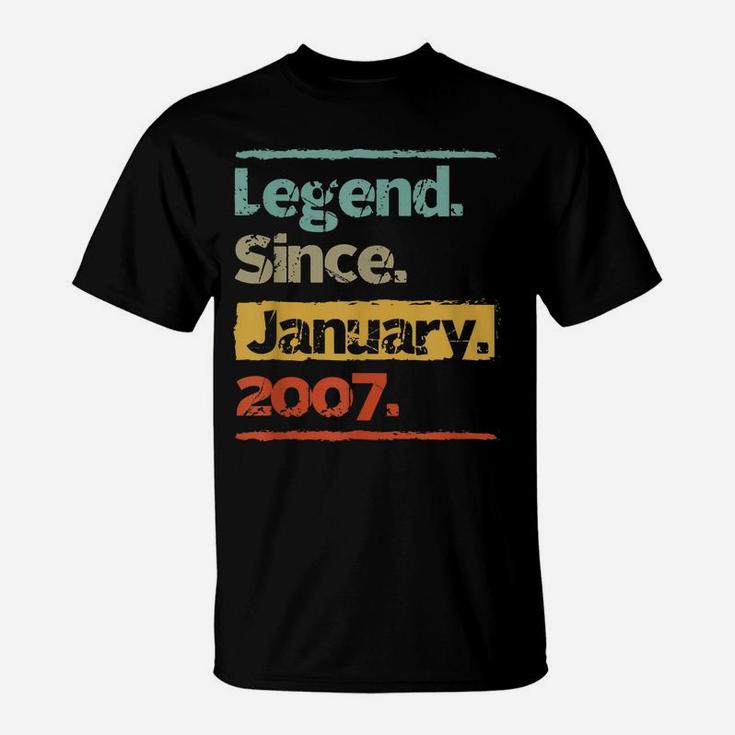 Vintage Retro Legend Since January 2007 13Th Birthday Gift T-Shirt