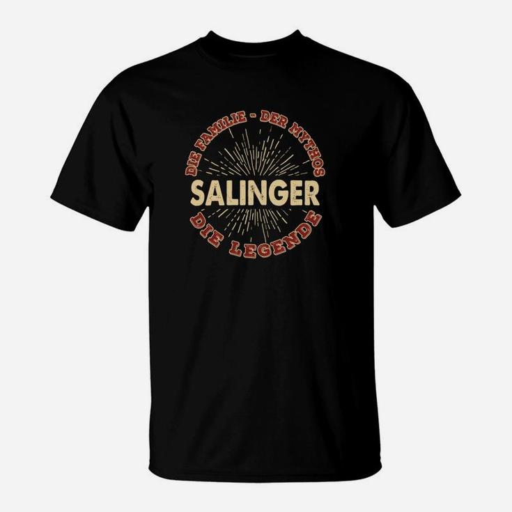 Vintage Salinger Legend Schwarzes T-Shirt, Retro Literatur Design