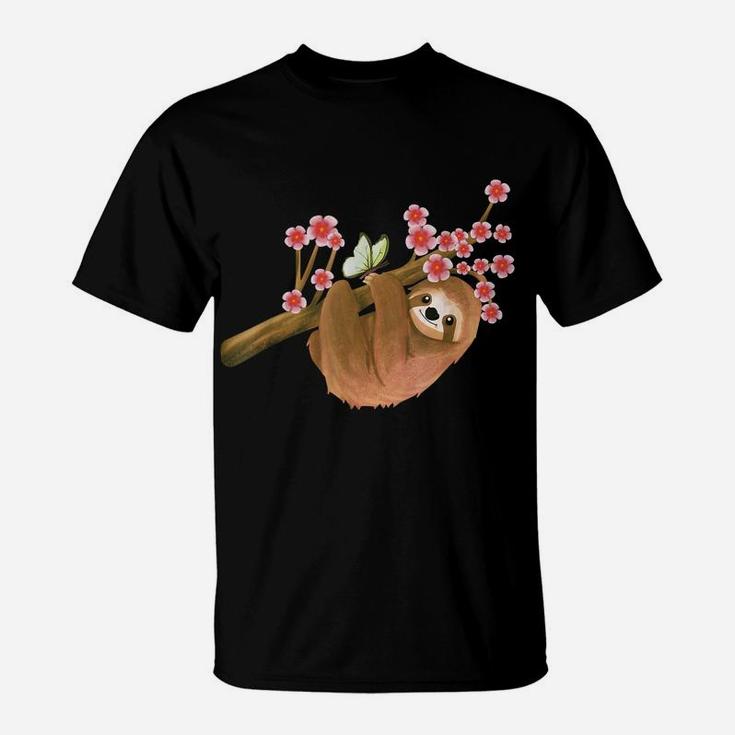Vintage Sloth Shirt Japanese Cherry Blossom Flower Sakura T-Shirt