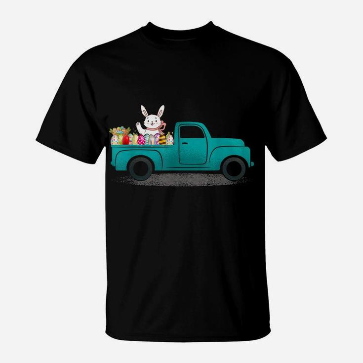 Vintage Truck Easter Egg Hunting Kids Teens Boys T-Shirt