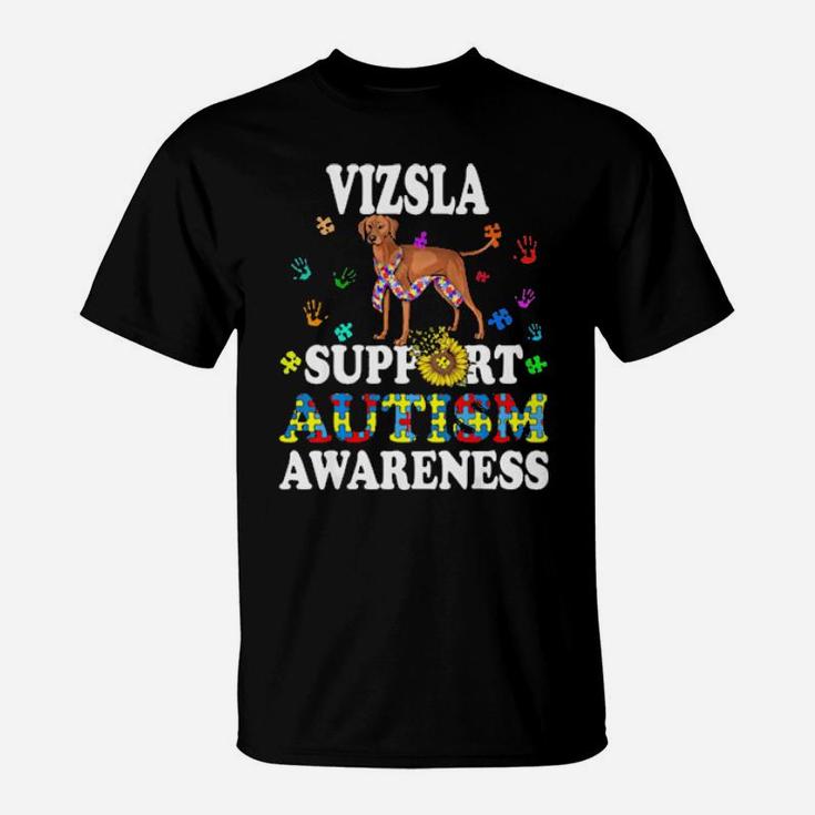 Vizsla Dog Heart Support Autism Awareness T-Shirt