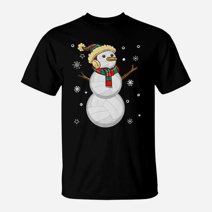 Volleyball Snowman Christmas Gift Tee Xmas Snowmie Santa Tee T-Shirt
