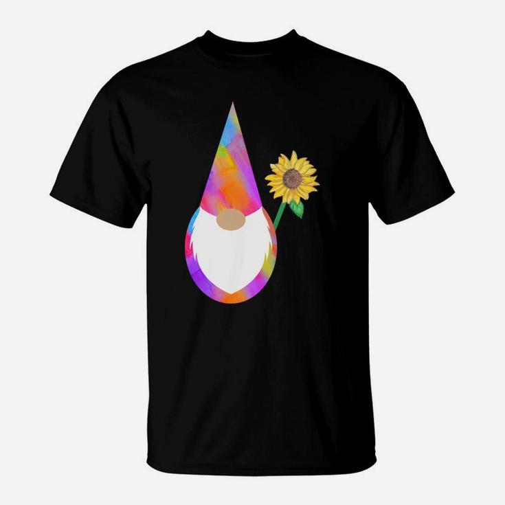 Watercolor Tomte Gnome Boho Hippy Sunflower Tie Dye Sweatshirt T-Shirt