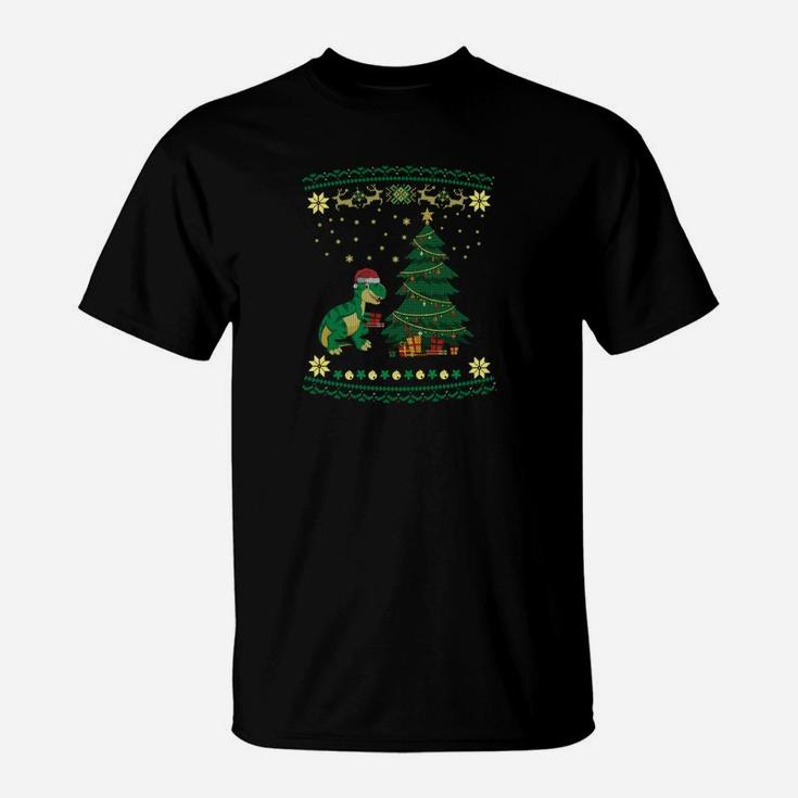 Weihnachtsbaum-Dinosaurier T-Shirt, Lustiger Ugly Christmas Pullover-Stil