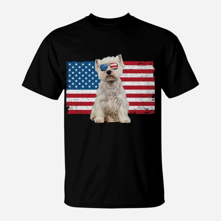 Westie Dad Usa American Flag Dog Lover Owner Christmas Funny Sweatshirt T-Shirt