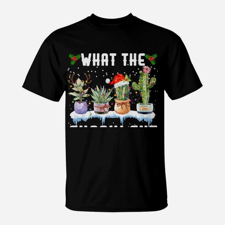 What The Fucculent Funny Christmas Lights Cactus Deer Santa T-Shirt