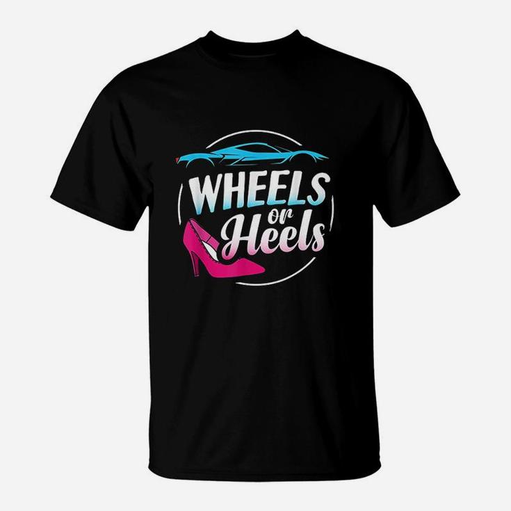 Gender Reveal Party Wheels Or Heels T-Shirt Gift Gender Reveal Party Wheels Or Heels T-Shirt Gift