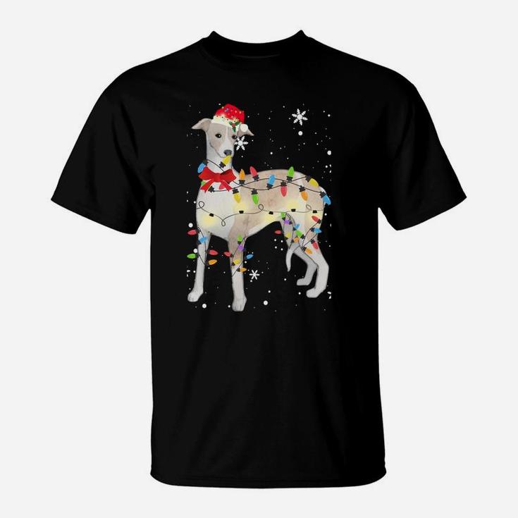 Whippet Dog Christmas Light Xmas Mom Dad Gifts Sweatshirt T-Shirt