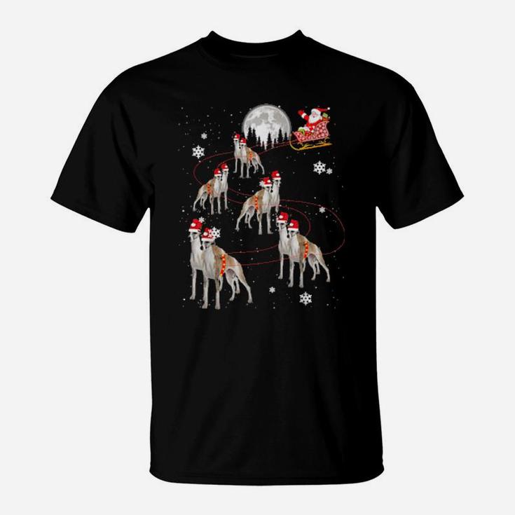 Whippet Reindeer Santa Xmas T-Shirt