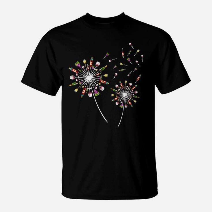 Wine Dandelion Flower Funny T-Shirt
