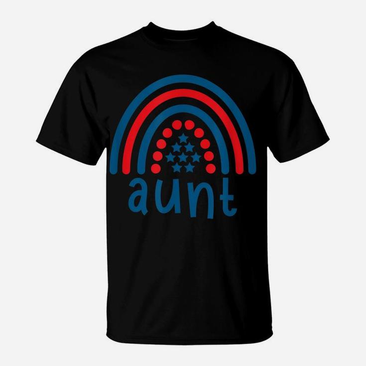 Women Aunt With Boho Rainbow 4Th July Design Funny Gift T-Shirt