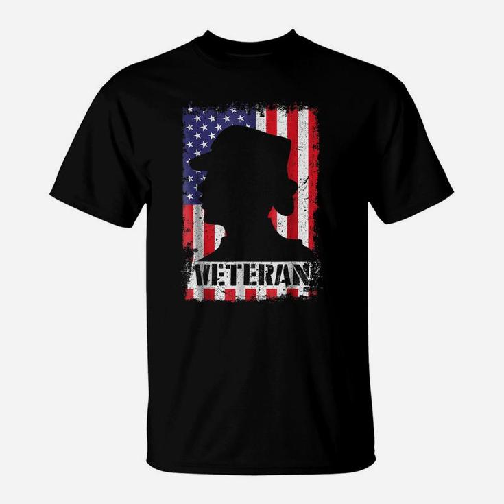 Women Veteran Usa Flag Female Veterans Day Gift Shirt T-Shirt