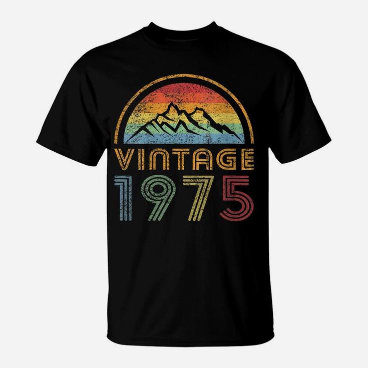 Womens 1975 Born Made 1975 Vintage Mountains Sunset Gift Men Women T-Shirt
