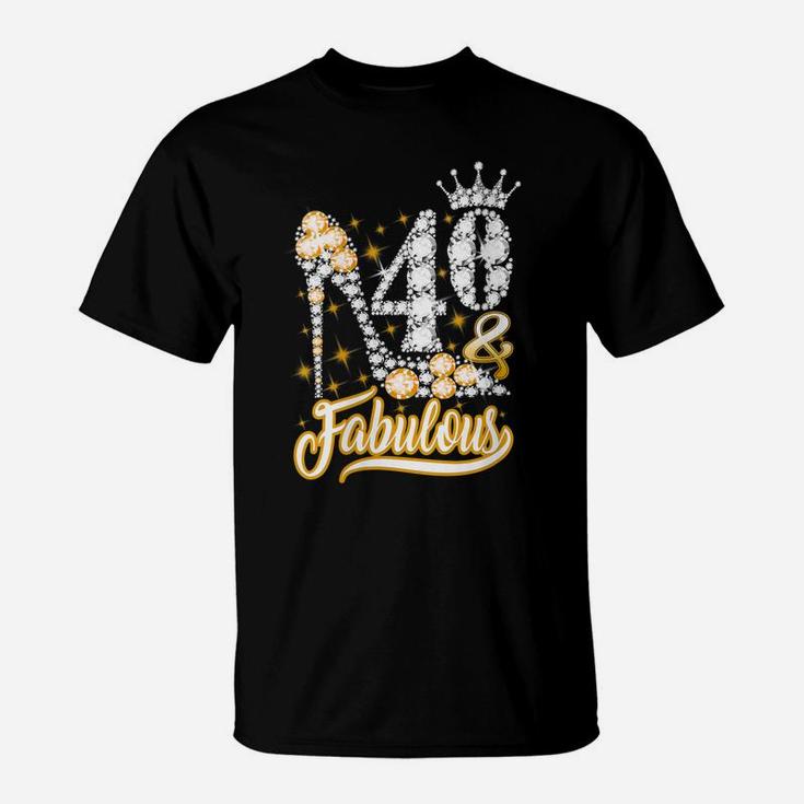 Womens 40 & Fabulous 40 Years Old 40Th Birthday Diamond Crown Shoes T-Shirt