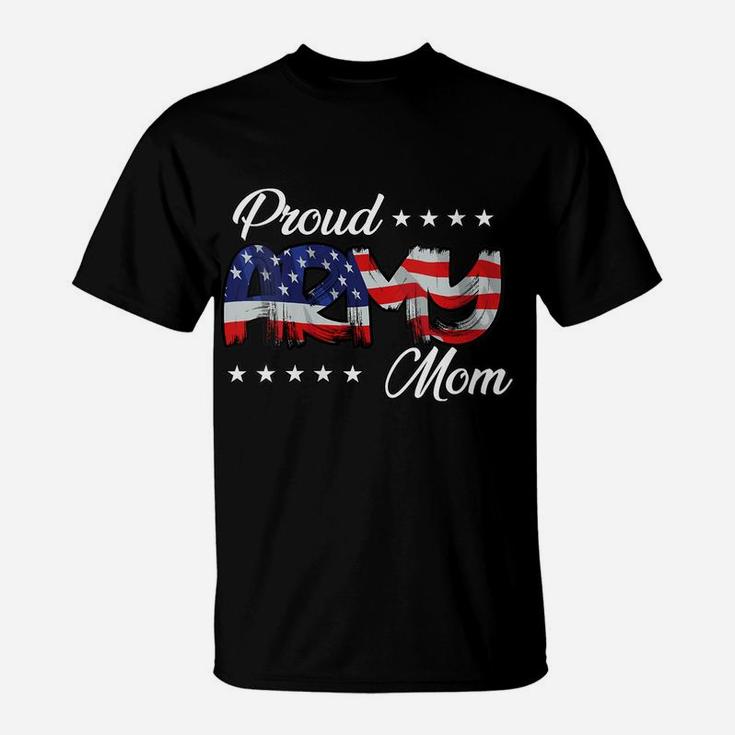 Womens American Flag Bold Proud Army Mom T-Shirt