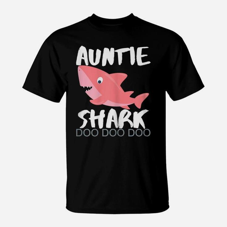 Womens Auntie Shark Shirt New Years Gift Idea For Sister Aunt Her T-Shirt