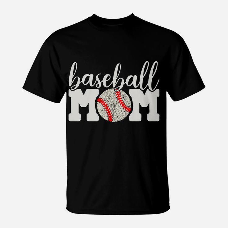 Womens Baseball Mom Shirt Gift - Cheering Mother Of Boys Outfit T-Shirt