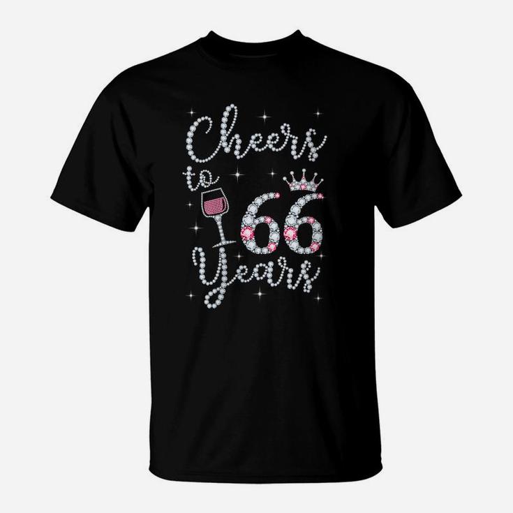 Womens Cheers To 66 Years 1955 66Th Birthday Gift Tee For Womens T-Shirt