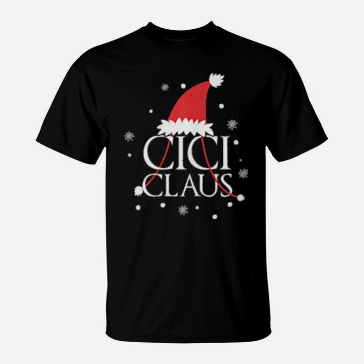 Womens Cici Claus Hat Grandma Cici Lovely Xmas Cute T-Shirt
