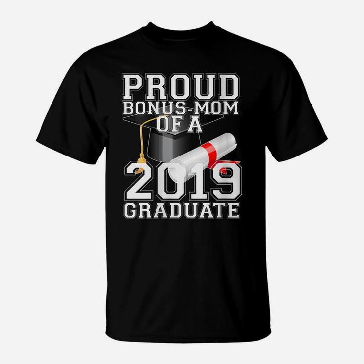 Womens Class Of 2019 Proud Bonus Mom Matching Graduation Varsity T-Shirt