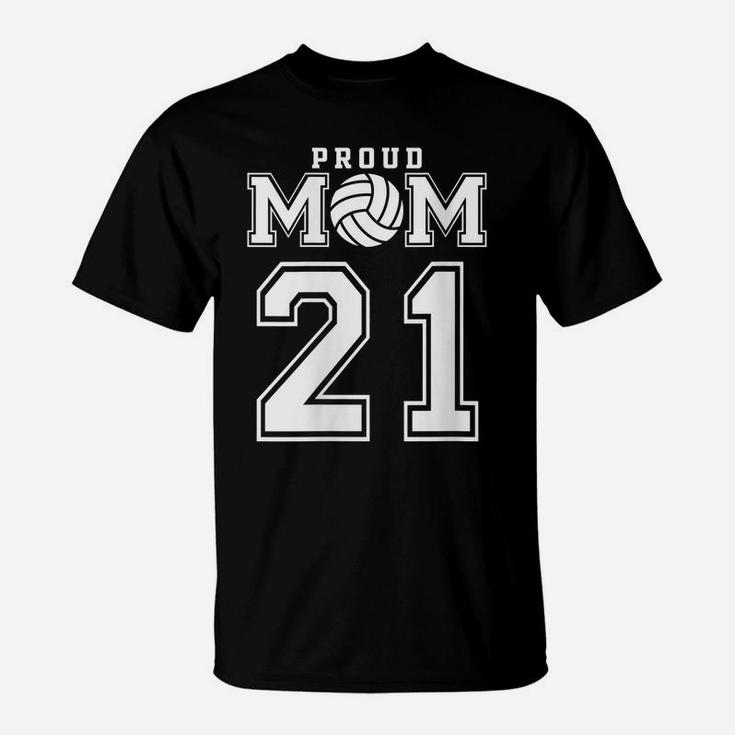 Womens Custom Proud Volleyball Mom Number 21 Personalized Women T-Shirt