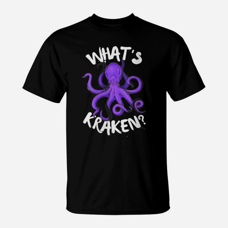 Womens Funny Giant Octopus What's Kraken Sea Ocean Monster Graphic T-Shirt