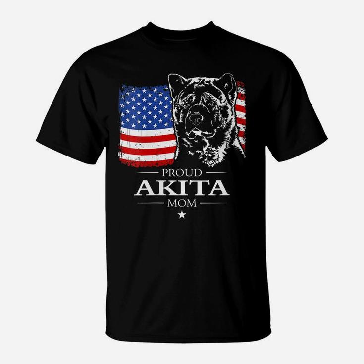 Womens Funny Proud Akita Mom American Flag Patriotic Dog Gift T-Shirt