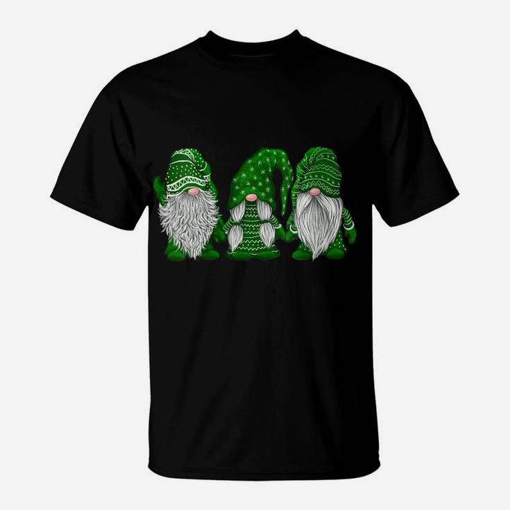 Womens Hanging With Green Gnomies Santa Gnome Christmas Costume T-Shirt