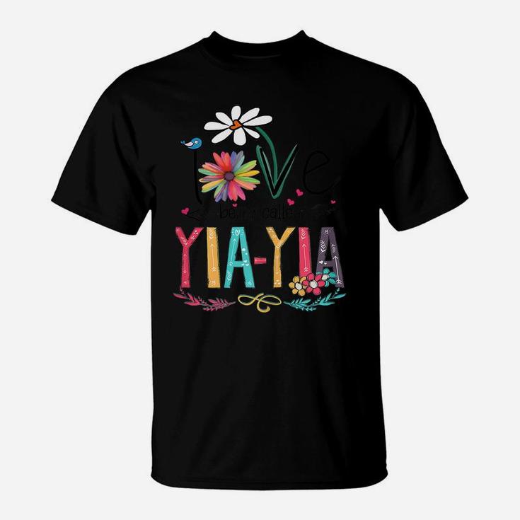 Womens I Love Being Called Yia Yia Sunflower Mothers Day Gift T-Shirt