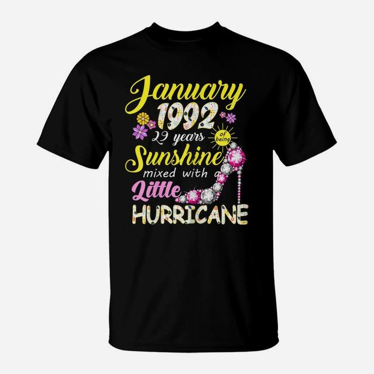 Womens January Girls 1992 Birthday Gift 29 Years Old Made In 1992 T-Shirt