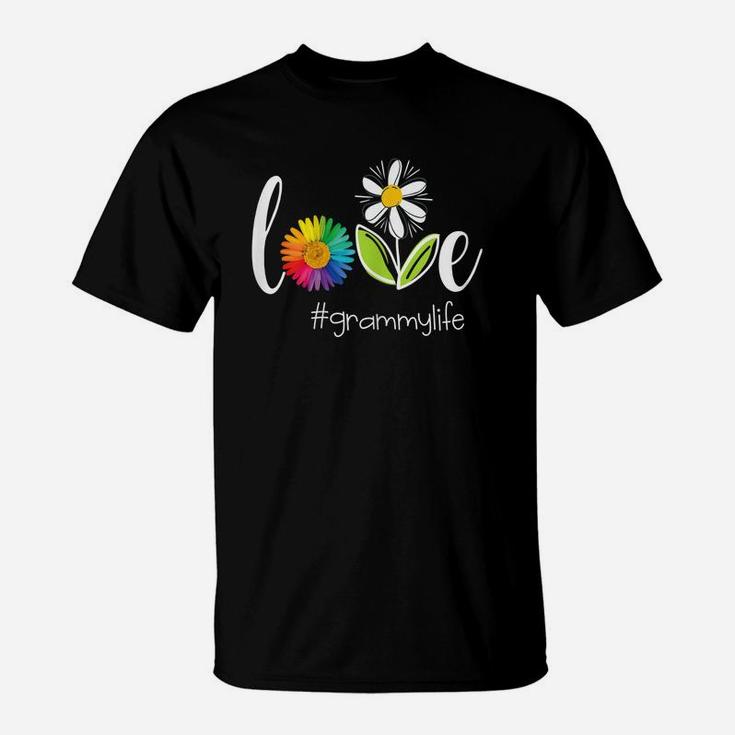 Womens Love Grammy Life - Flower T-Shirt