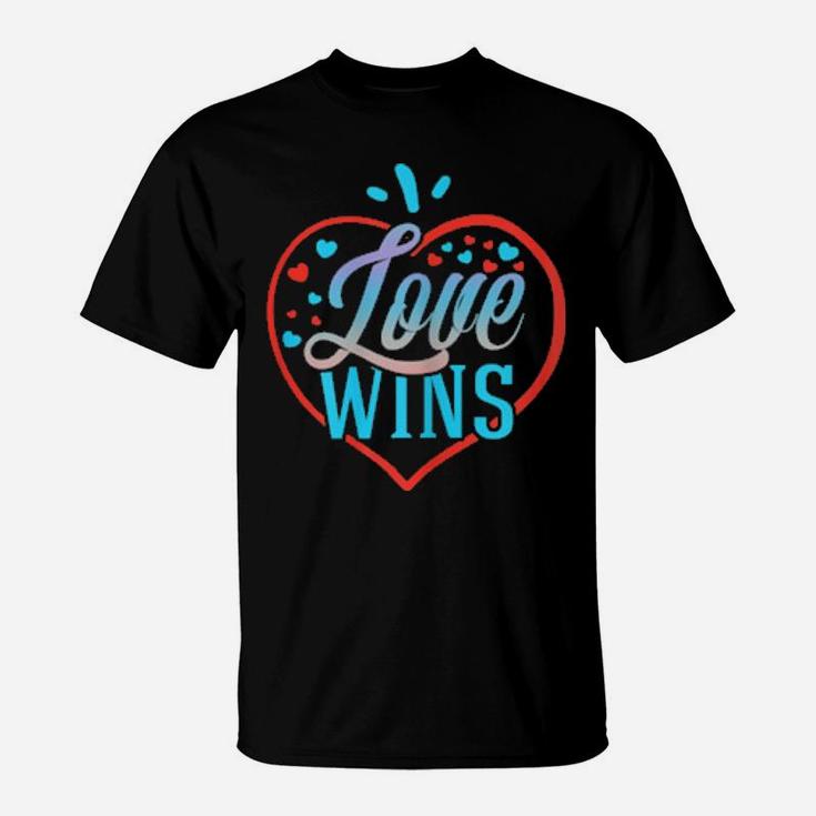 Womens Love Wins Gay Lesbian Rainbow Line Support Lgbt Pride T-Shirt
