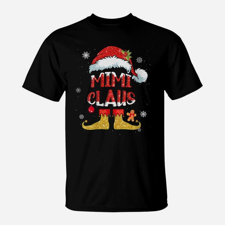 Womens Mimi Claus Christmas Santa Hat Family Group Matching Pajama T-Shirt