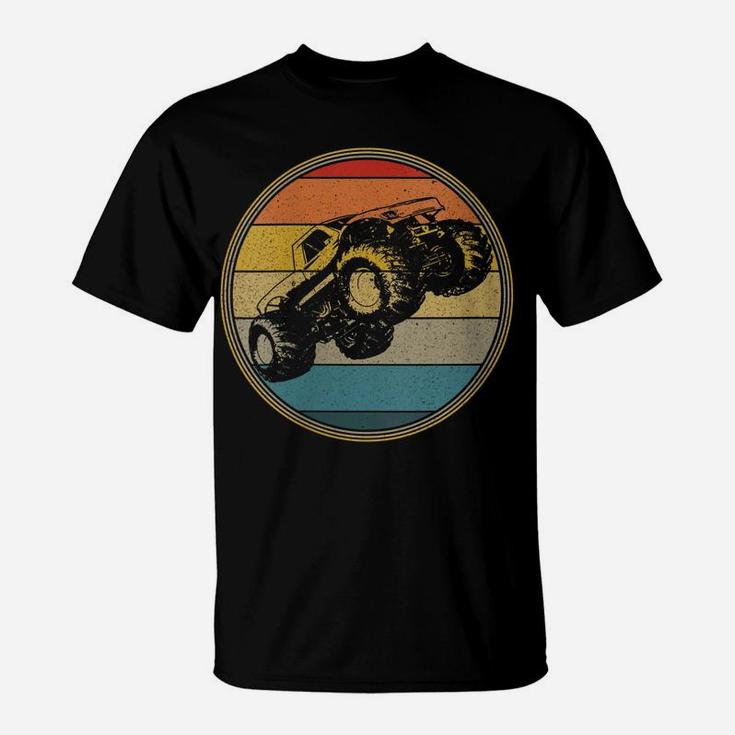 Womens Monster Truck Vintage Retro Style Sun Design T-Shirt