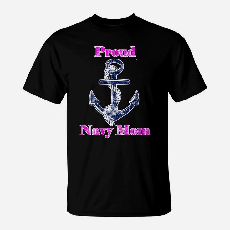 Womens Navy Proud Mom Original Naval Family Navy Gift T-Shirt